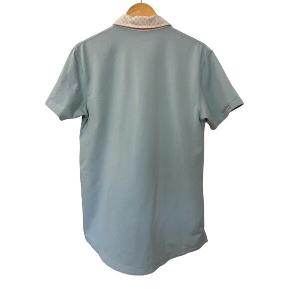 BYLT Mens Drop Cut Short Sleeve LUX Polo Shirt Size M Blue Preppy Golf - Picture 2 of 7